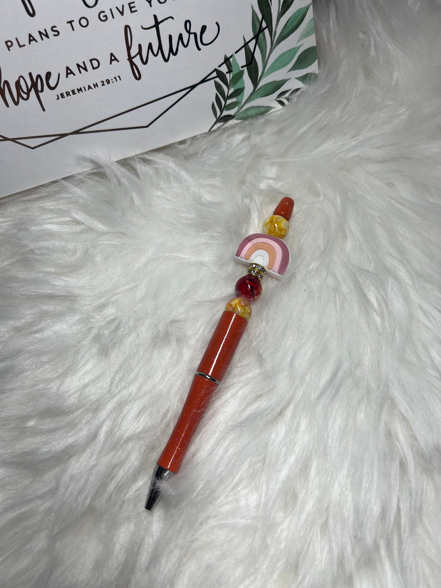 Pink Rainbow Beaded Pen